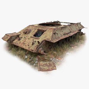 3D model Tank T-34-85 Hull Rusted