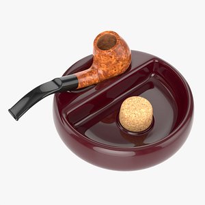 3D Smoking Pipe Ashtray with Holder 01
