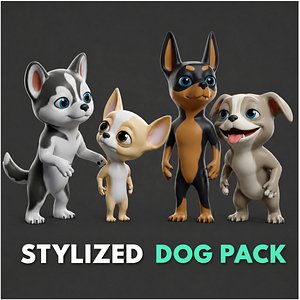 4 Dog  Pack  -  Cartoon model