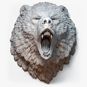angry bear animal head model