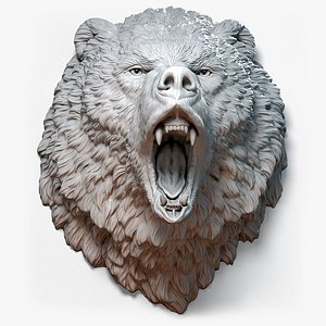 HQ Bear Head Sculpture Angry Animal