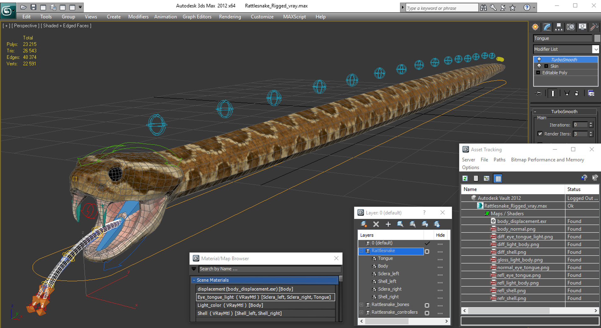 Rattlesnake snake rattle rigged 3D model - TurboSquid 1398429