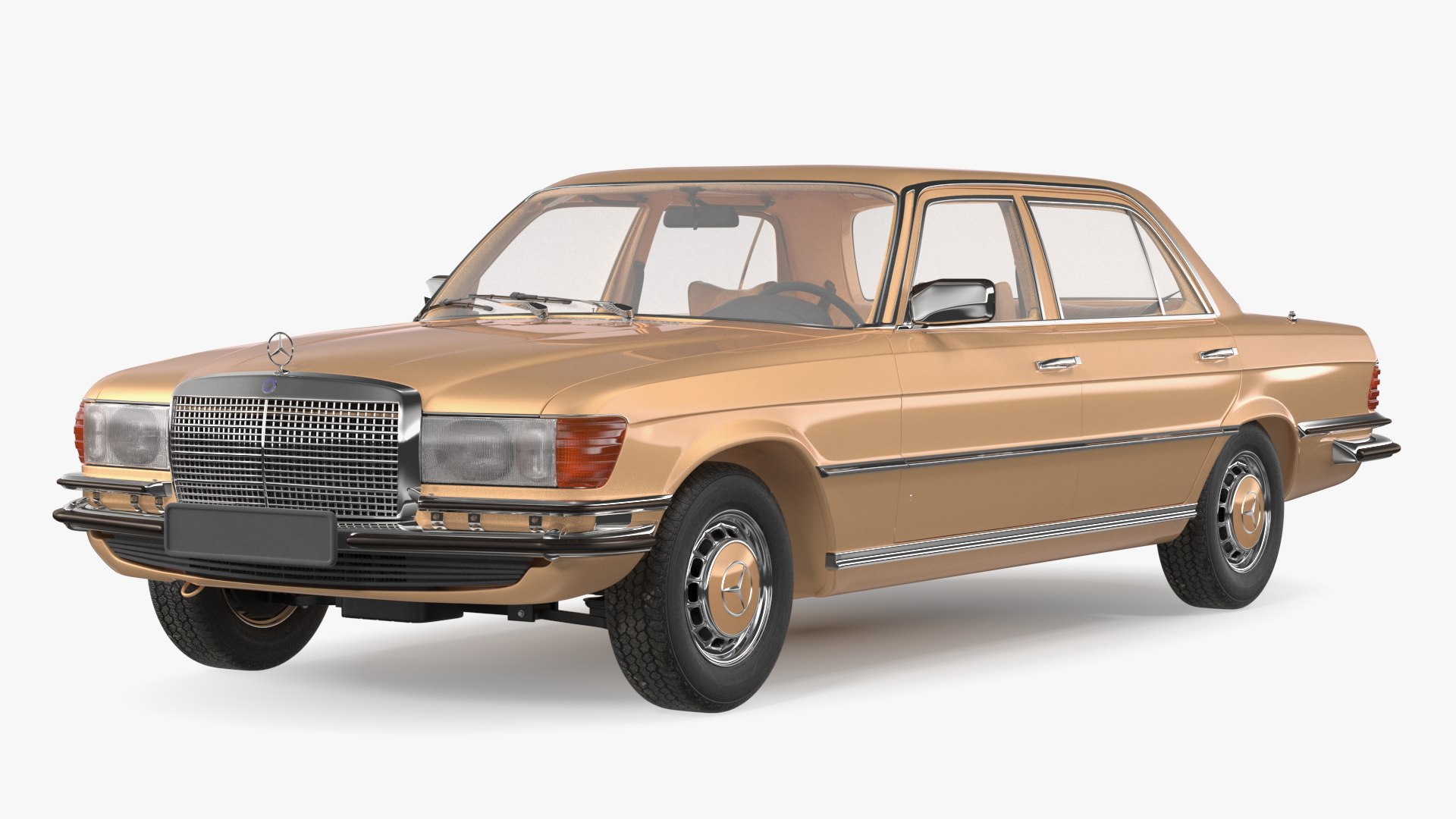 Mercedes Benz 350 SE Yellow Rigged 3D model preview