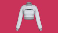 Girls Keyhole Cutout Long-Sleeve Crop Top