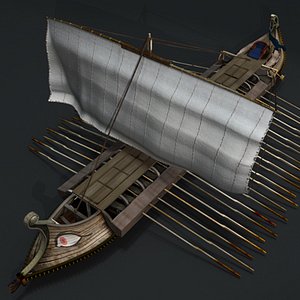 Greek ancient ship (textured)