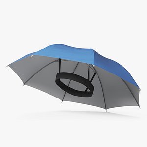 3D model Adjustable Headwear Umbrella Hat Blue
