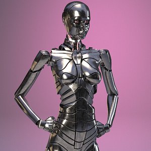 3D rigged female android fully