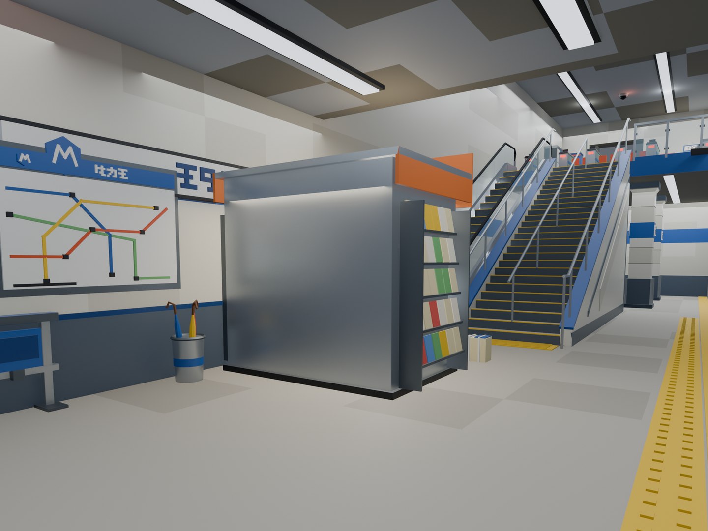 Low Poly Subway Station Platform - 54 Game Ready Models 3D model https://p.turbosquid.com/ts-thumb/cR/ajUX2M/VJ/10_kiosk_newspapers_umbrella_stand_help_point_map/png/1791904816/1920x1080/fit_q87/aa0ec5b615b7fa4b31d8513fa0b4934e2137fcb6/10_kiosk_newspapers_umbrella_stand_help_point_map.jpg