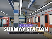 Low Poly Subway Station Platform - 54 Game Ready Models