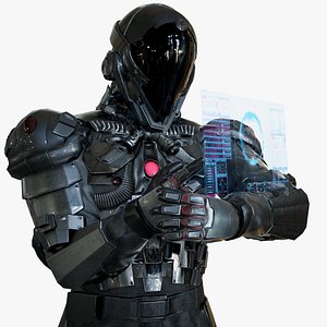 3D sci-fi soldier rigged model