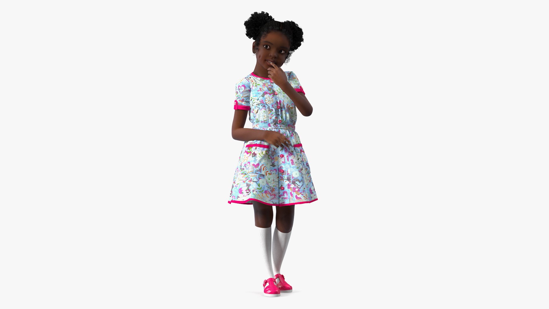 Black Girl Child Everyday Style Standing 3D model preview