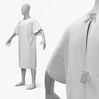Hospital Patient Gown on Mannequin White
