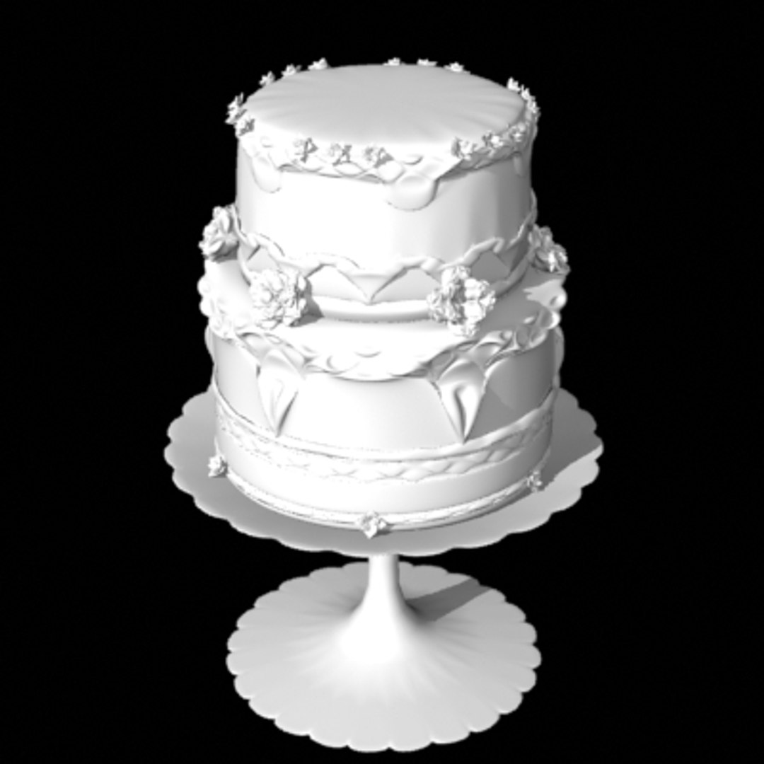 cake frosted layers flowers 3d obj