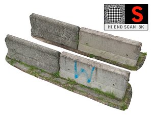 concrete barrier scan 8k 3d model