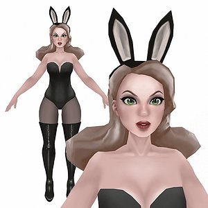 Low poly hand-painted bunny cosplay chatacter