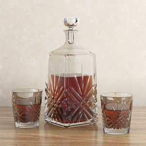 Decanter with whiskey and glasses