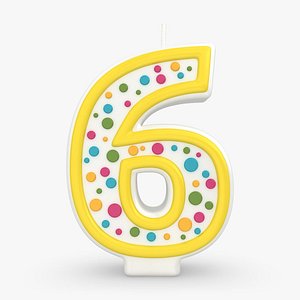 realistic number candle 6 3d 3ds