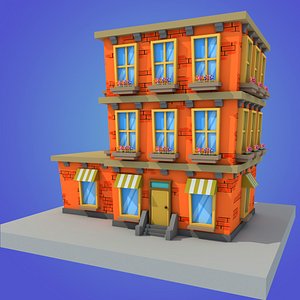 3d stylized building model