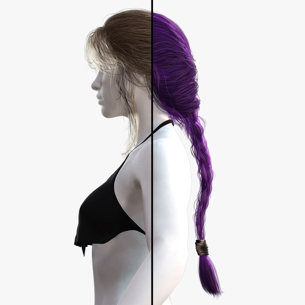 modelo 3d Realistic Female hair braid Low-poly - TurboSquid 2029372