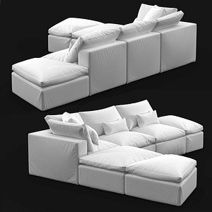 sofa custom sectional white 3D