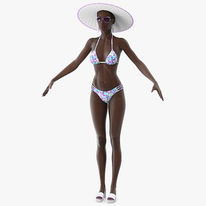 3D dark skinned bikini girl