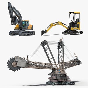 3D Rigged Excavators Collection 2