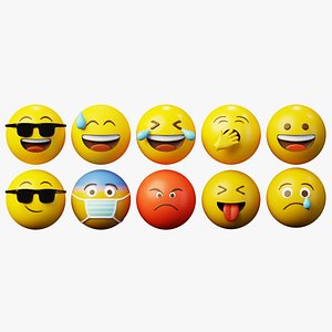 10 Emoticon Yellow Ball Pack Part 1 3D model 3D model