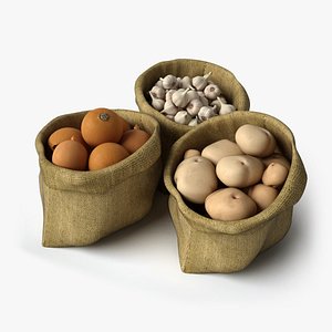 garlics potatoes onions sacks 3d 3ds