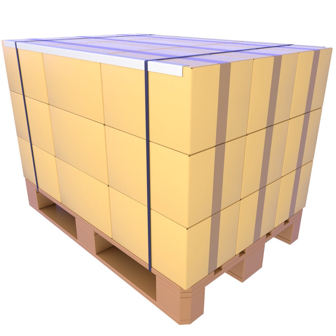 Cardboard Packaging on Pallets v2 model https://p.turbosquid.com/ts-thumb/cT/6ardXY/jt/3d_pallet_2_1120000001/jpg/1748953773/1920x1080/fit_q87/9fdbcb531b6a9e30f6ff4238a32d5ceba48c951e/3d_pallet_2_1120000001.jpg