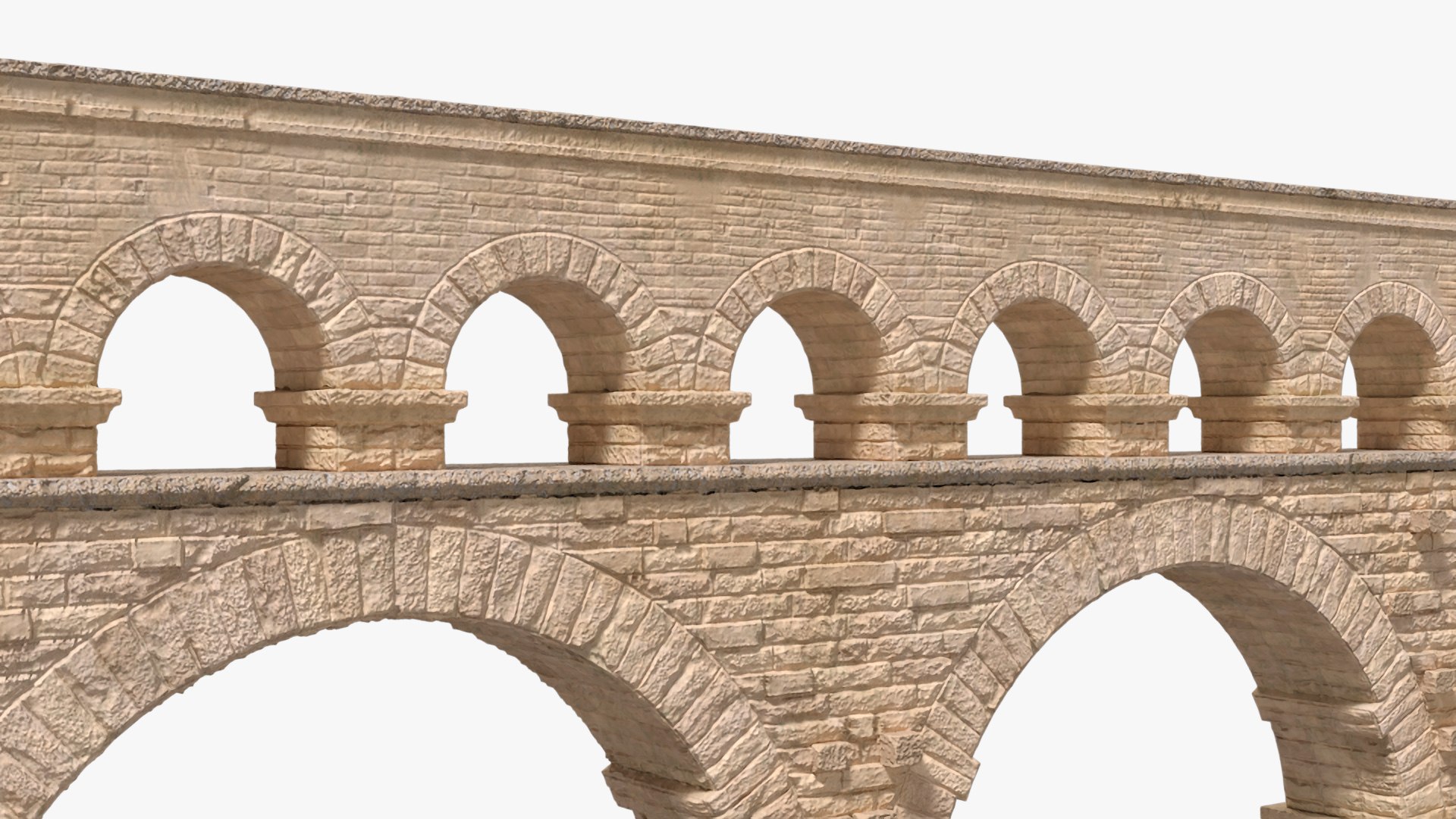 Single Tier Aqueduct 3D model for industrial visualization, technical presentation, simulation, product rendering, and animation