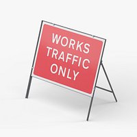 Works Traffic Only Rectangle Road Sign