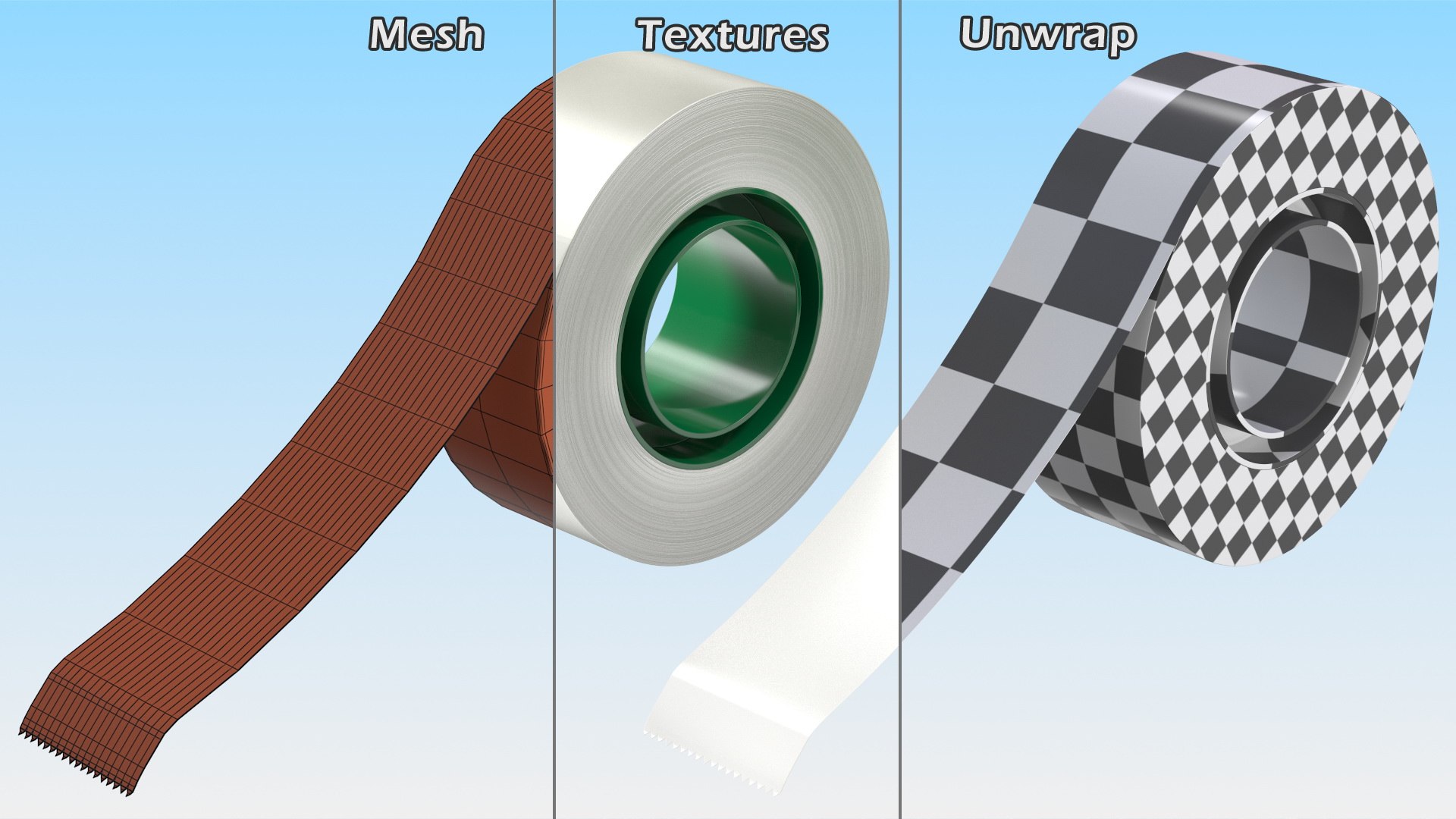 3D White Duct Tape https://p.turbosquid.com/ts-thumb/cT/OeY2HB/23/whiteducttapec4dmodel014/jpg/1636404368/1920x1080/fit_q87/124112453562b6b98579e6d1a31944e127b4140a/whiteducttapec4dmodel014.jpg
