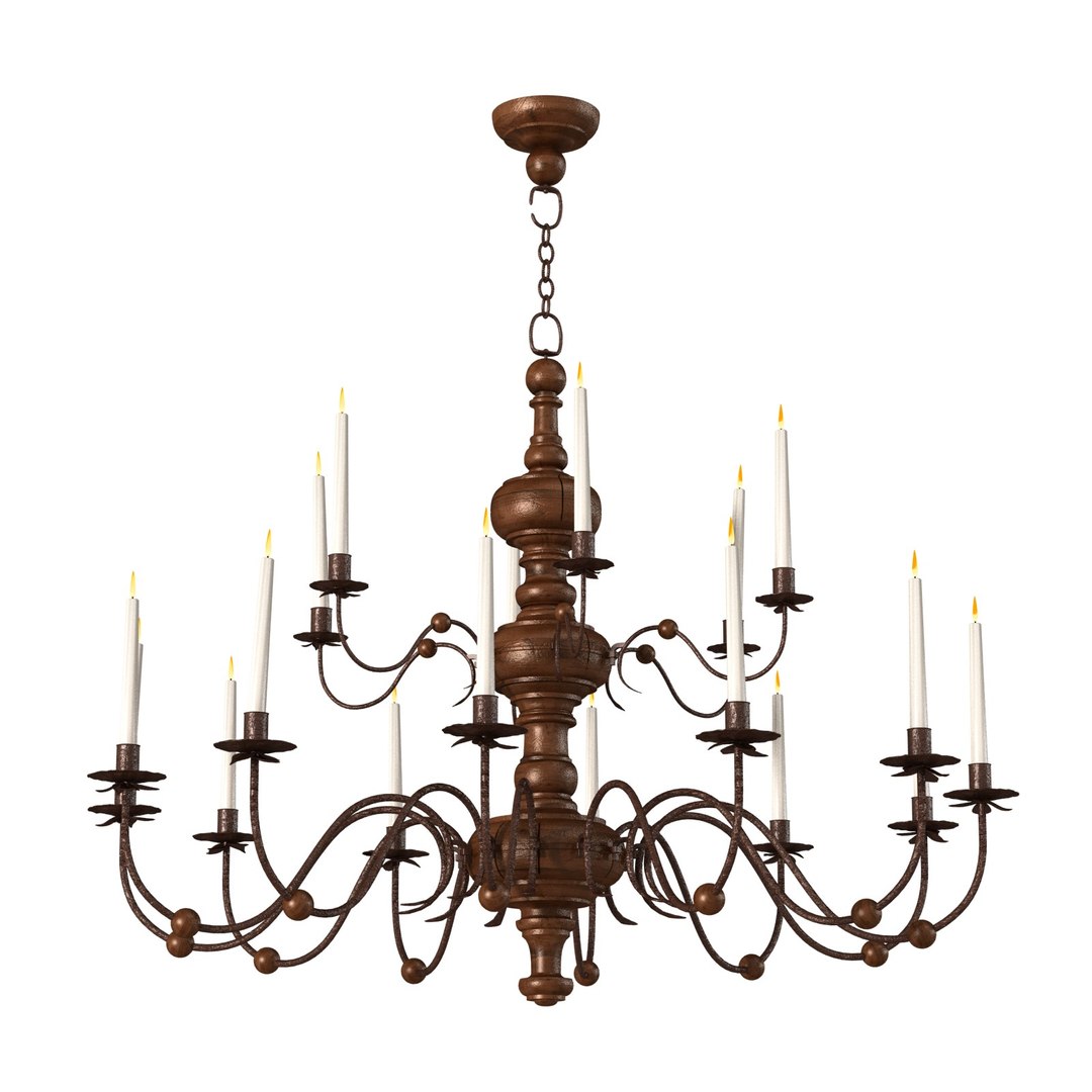 Monumental Wooden Candelabra Large Chandelier 3D Model TurboSquid 2078467