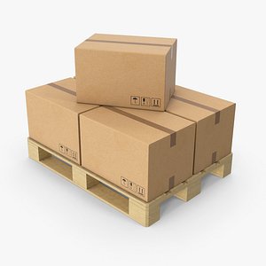 Wooden Pallet And Cardboard Boxes 3D model