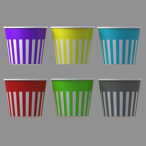 empty striped 02 popcorn tub Collection of 6