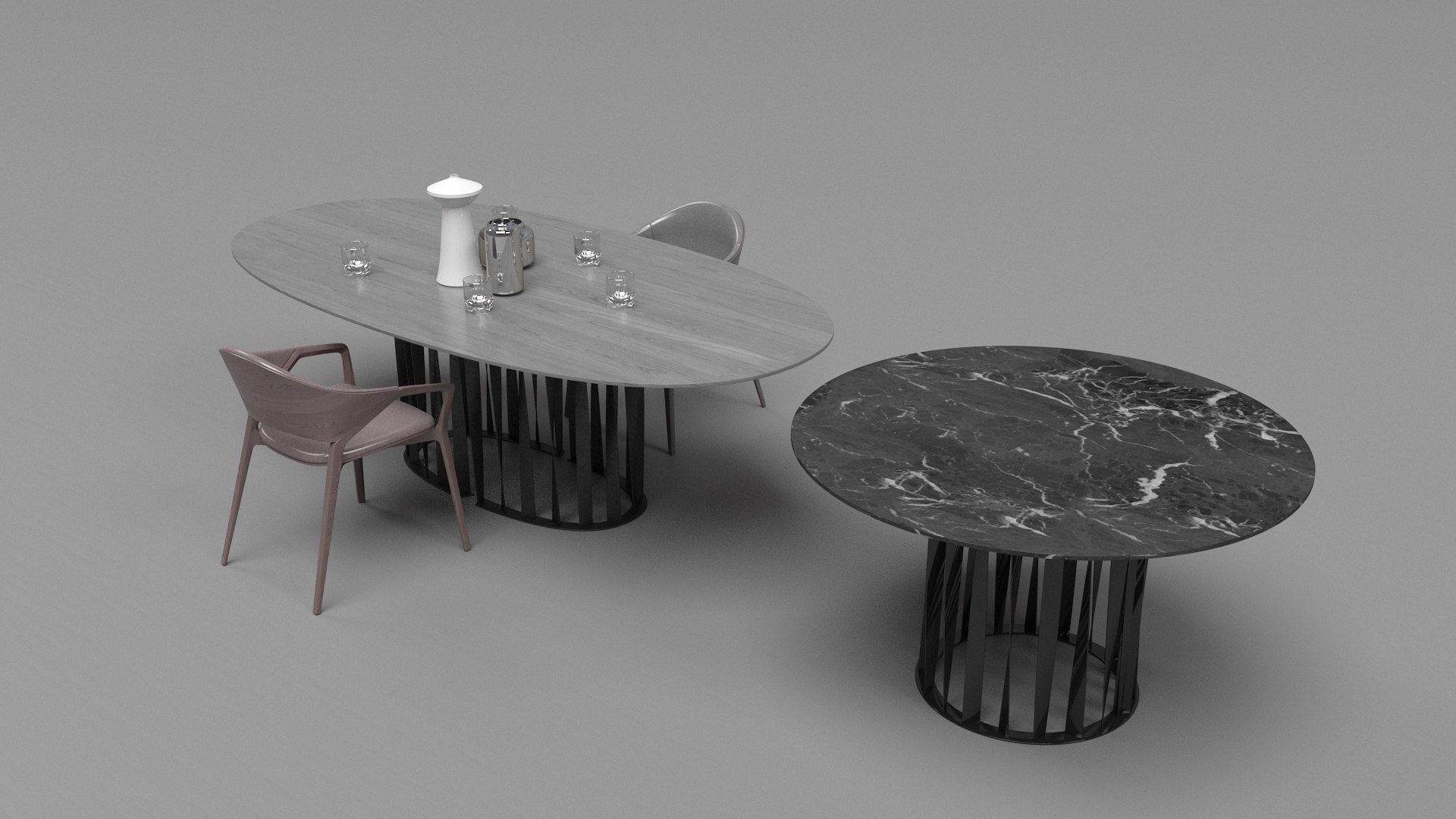 Modern Ico Cassina Inspired Oval And Round Dining Tables With Chairs ...