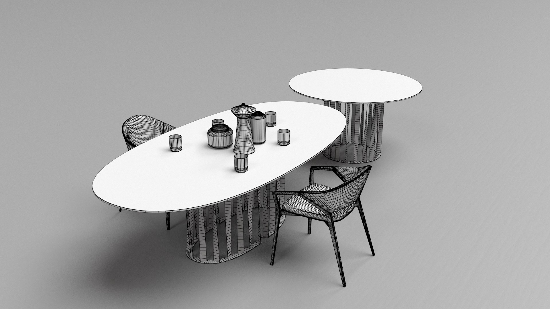 Modern Ico Cassina Inspired Oval And Round Dining Tables With Chairs ...