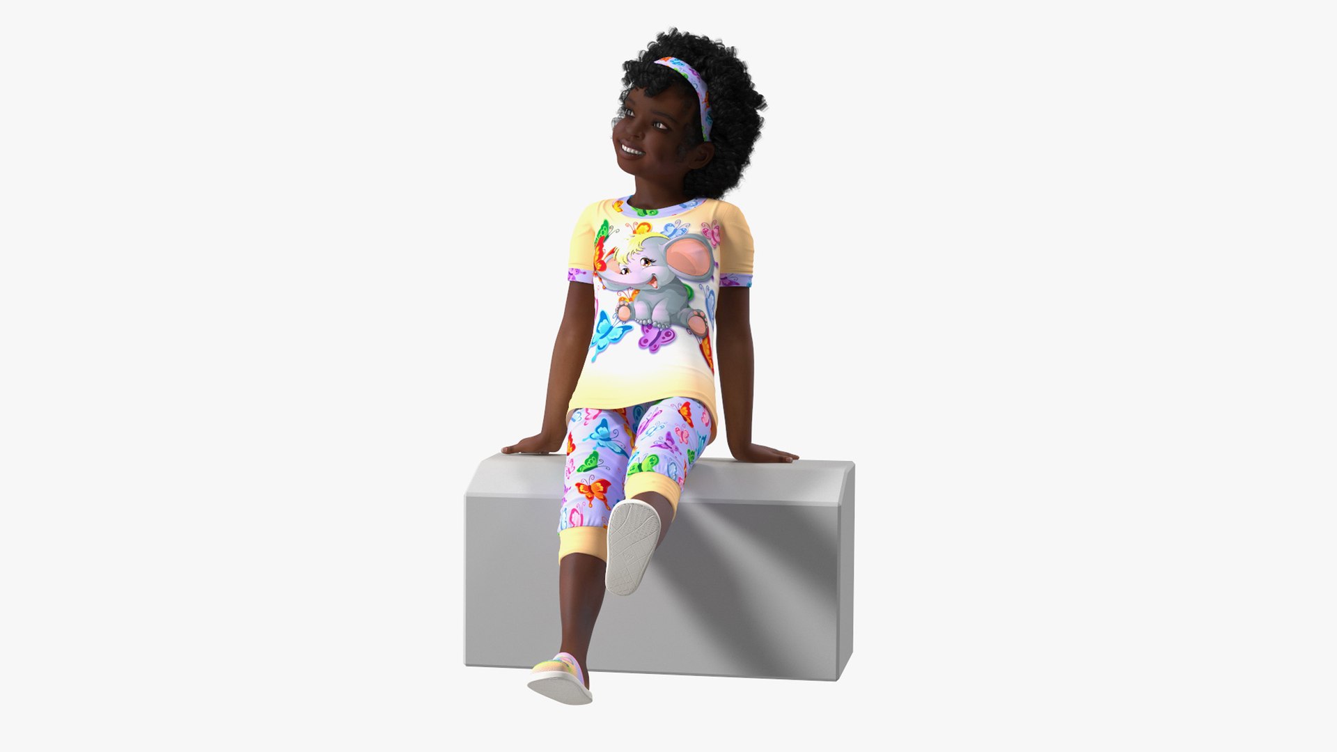 Girl Child Black Home Style Rigged for Maya 3D model preview