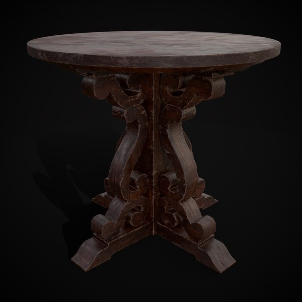 Mahogany Medieval Antique Round Table model