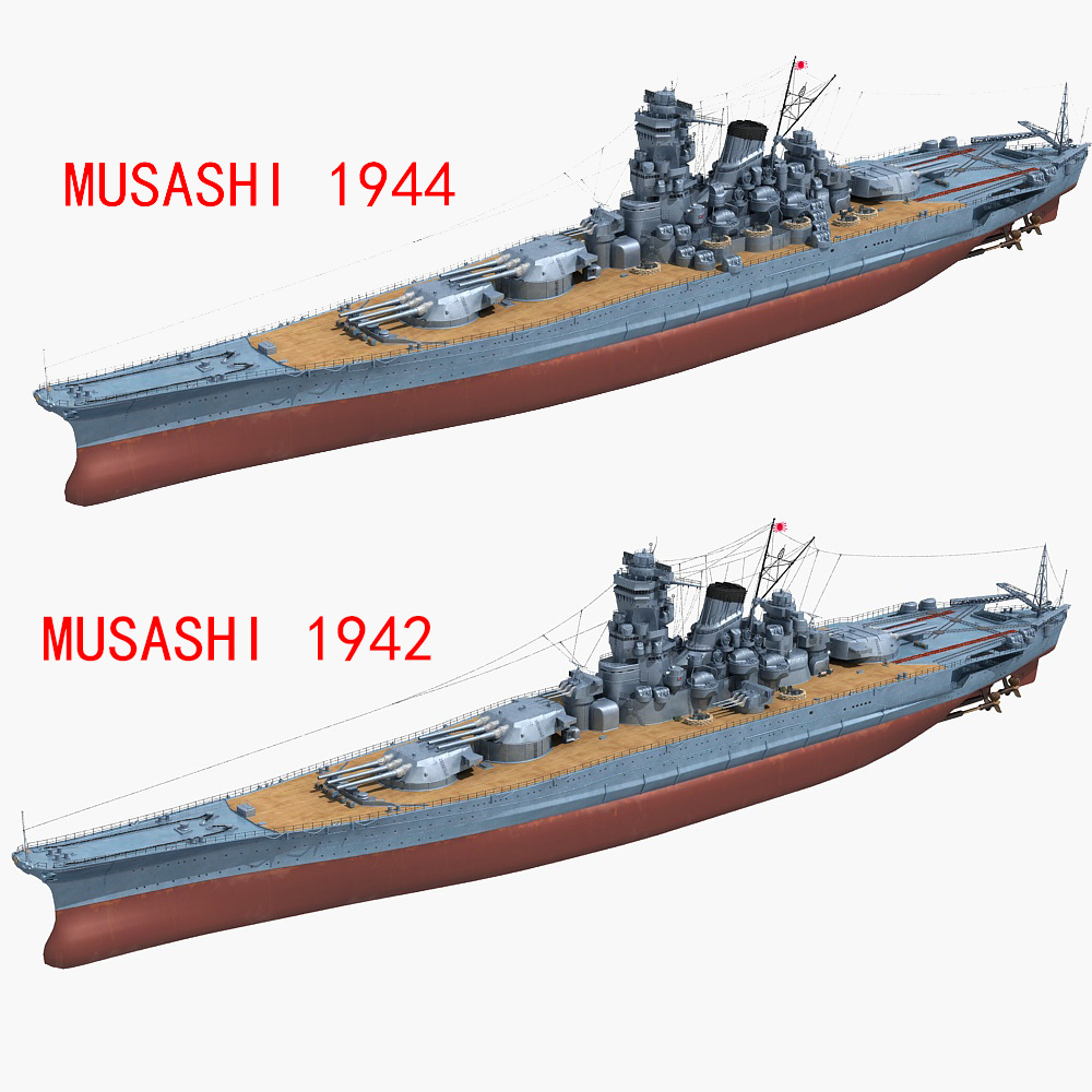 Japanese Battleship Musashi 1942 3D Model - TurboSquid 1352267