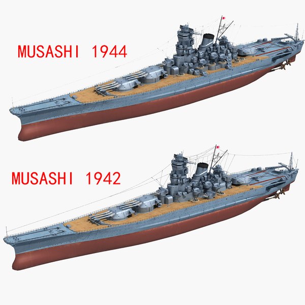 Japanese battleship musashi 1942 3D model - TurboSquid 1352267