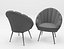 3D velvet shell chair 3D model model