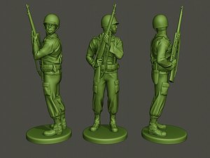 3D american soldier ww2 stand model