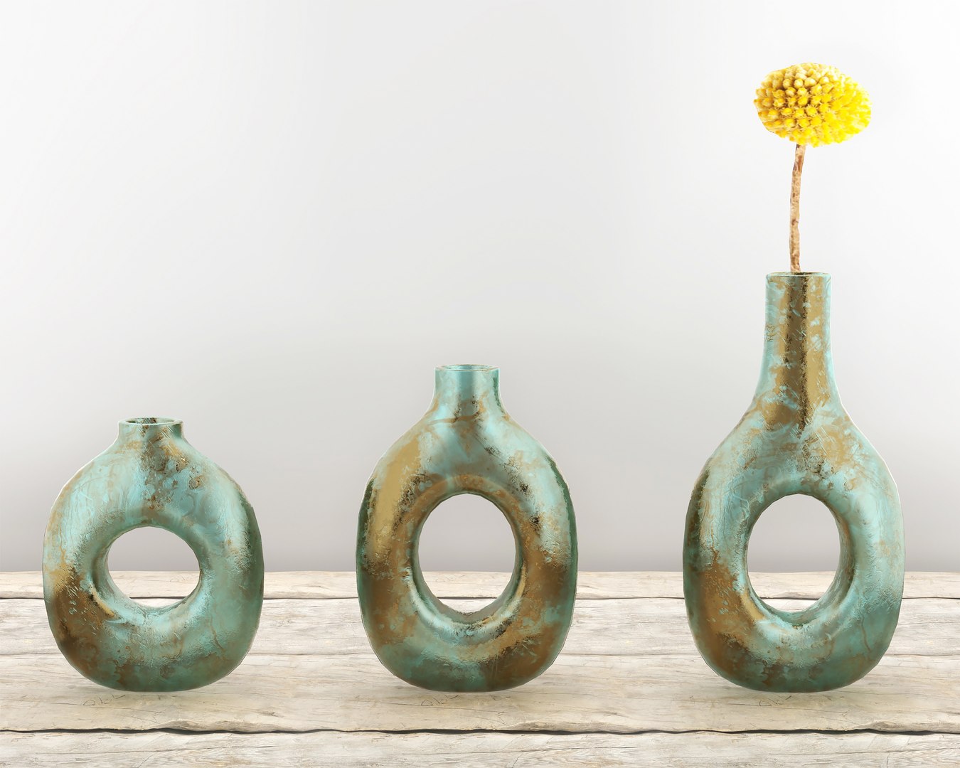 3D Model Turquoise And Gold Decor Vase Set TurboSquid 1935201   Render1 