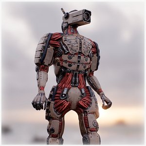 Rigged high-quality sci-fi robot character 3D