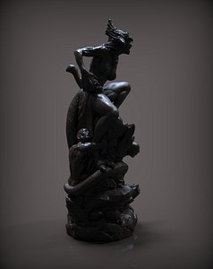 3D chess queen black model