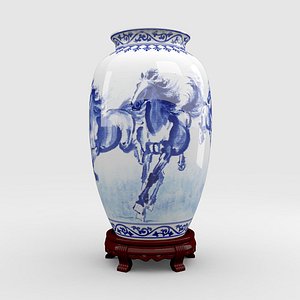 chinese blue white horses obj