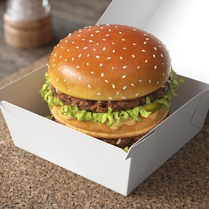 3D McDonalds Big Mac in Burger Box model