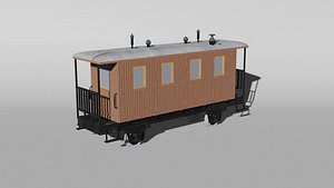 3D historical narrow-gauge passenger railcar