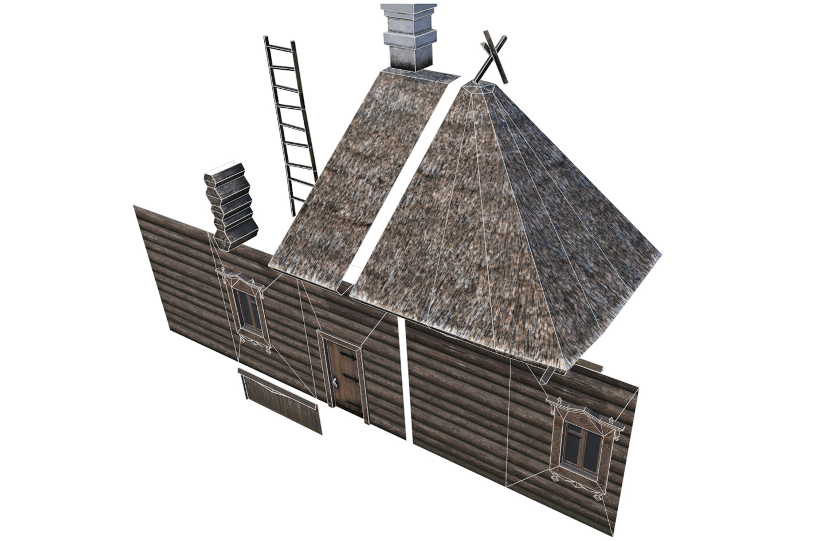 Wooden house thatched roof model - TurboSquid 1323939